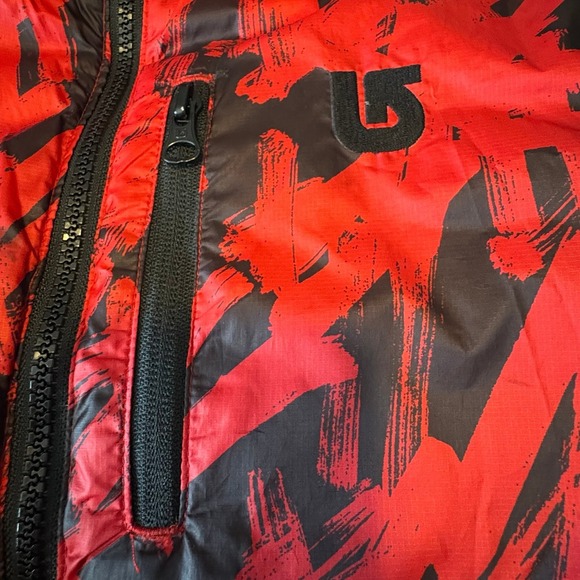Burton DryRide Snowboard Jacket Red Black Abstract Pattern Snow Ski Coat - Picture 4 of 5
